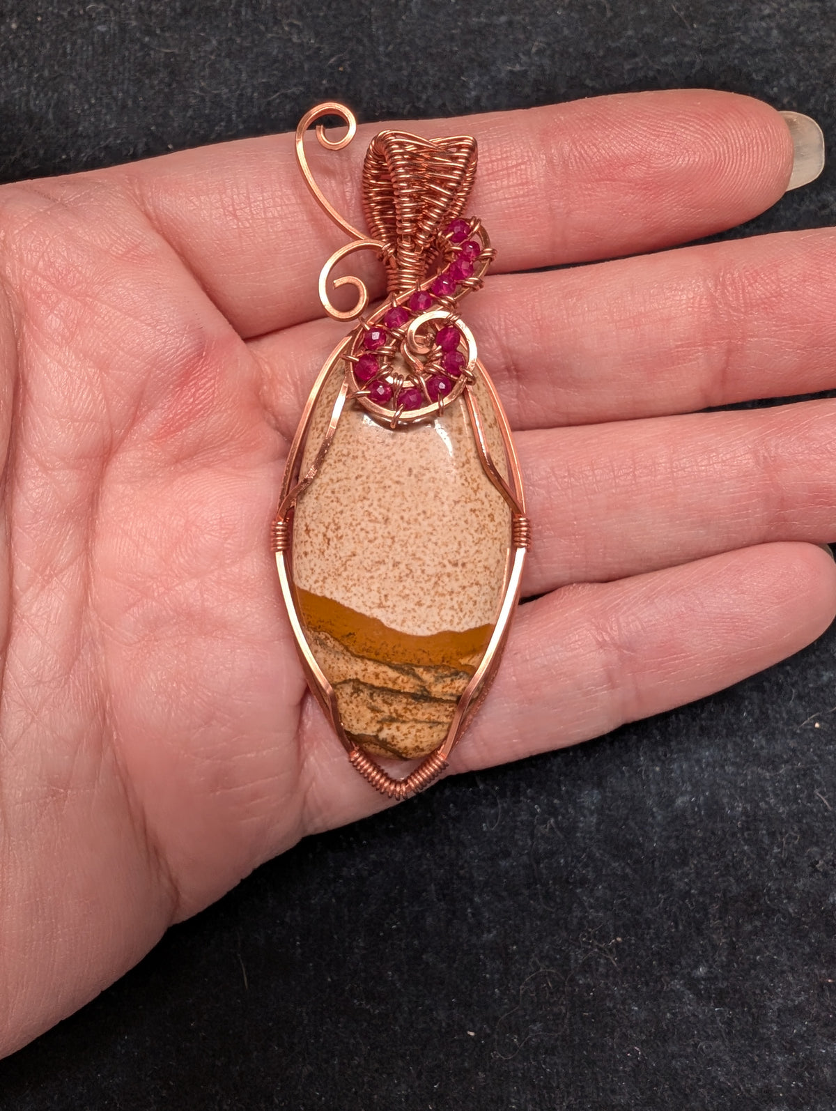 Picture Jasper and Ruby Wire Wrapped Pendant