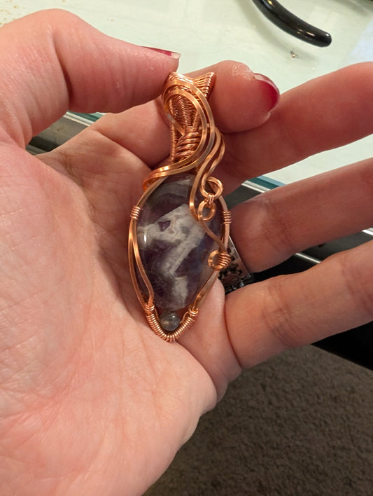 Amethyst and Labradorite Wire Wrapped Pendant