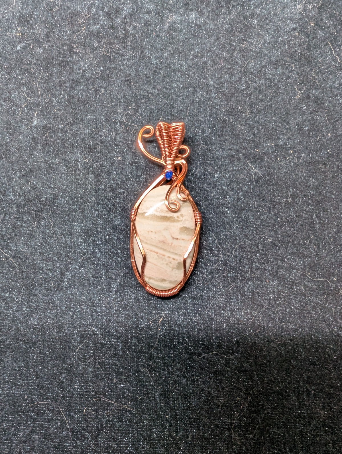 Saturn Chalcedony and Sodalite Wire Wrapped Pendant