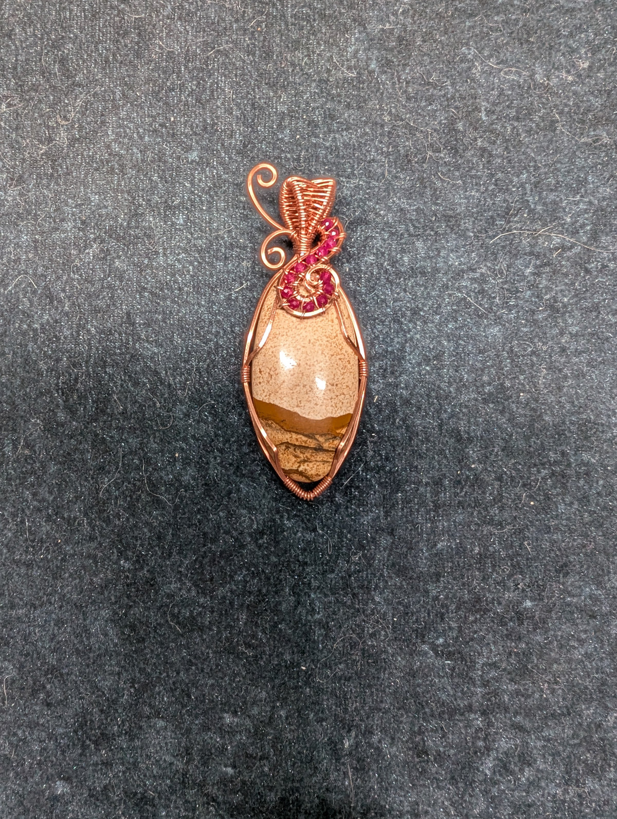 Picture Jasper and Ruby Wire Wrapped Pendant