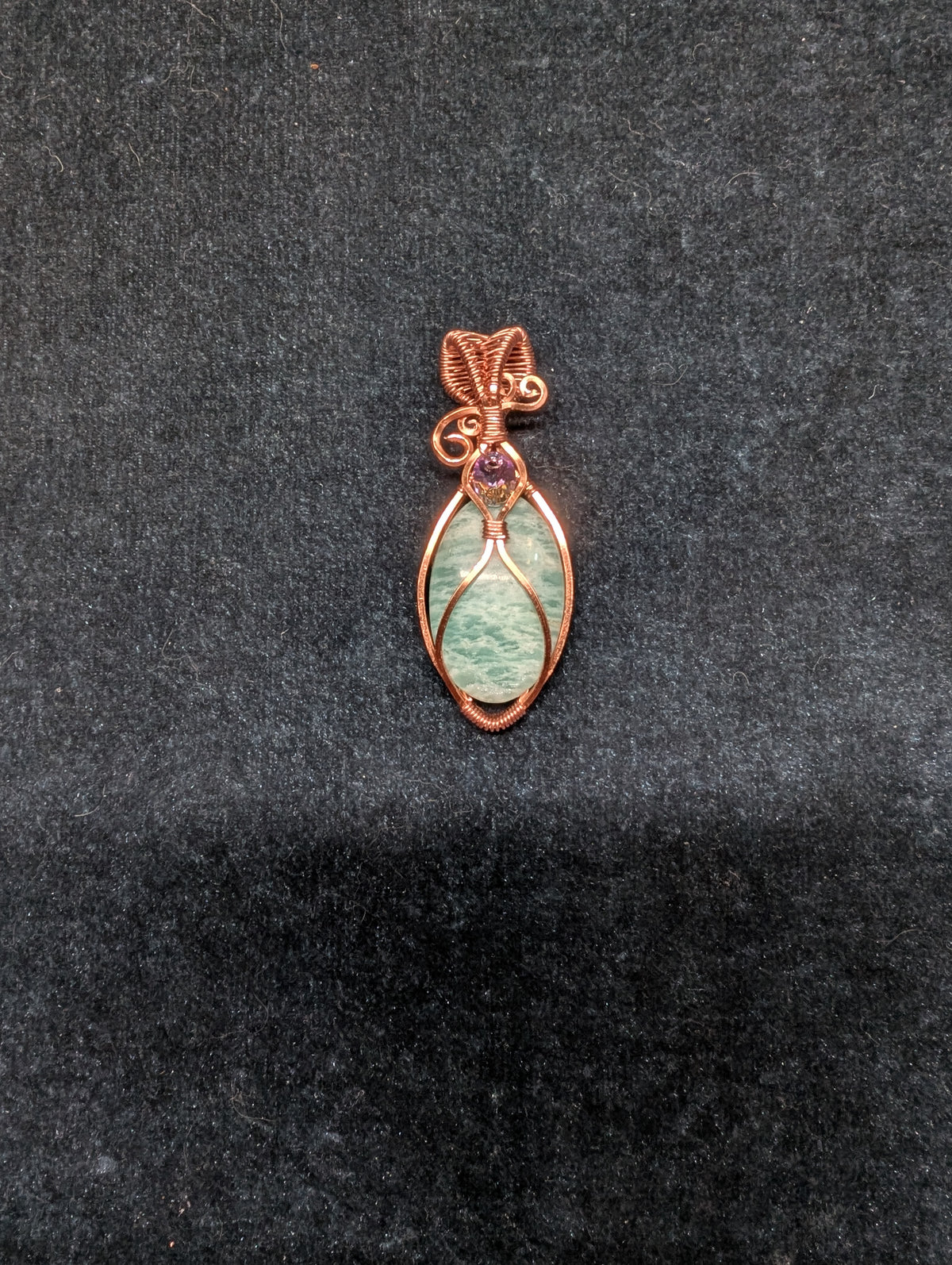 Amazonite and Austrian Crystal Wire Wrapped Pendant
