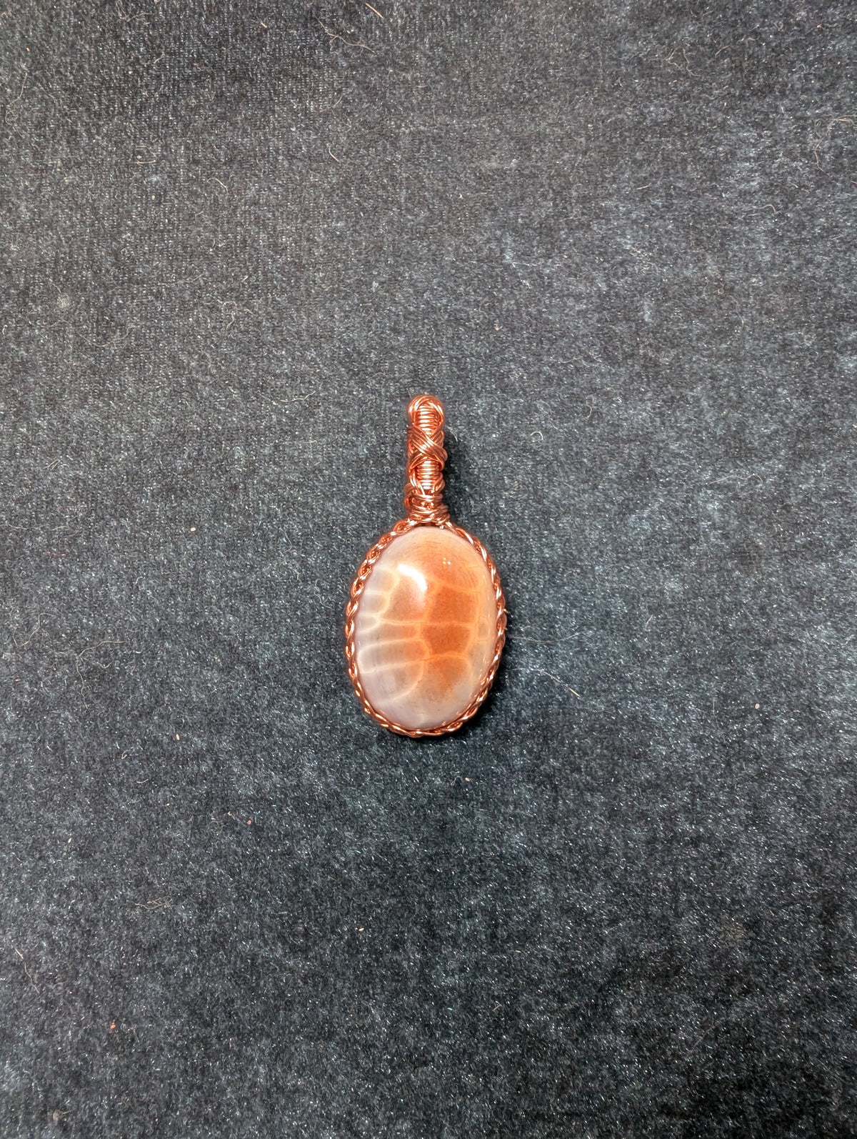 Fire Crab Agate Braided Wire Wrapped Pendant